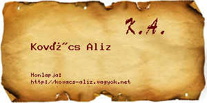 Kovács Aliz névjegykártya